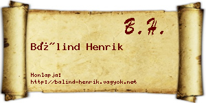 Bálind Henrik névjegykártya