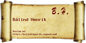 Bálind Henrik névjegykártya